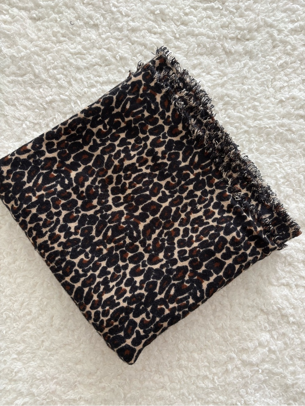 Apt. 9 Leopard Print Infinity Scarf Brown Black 100% Rayon Animal Print Fringe